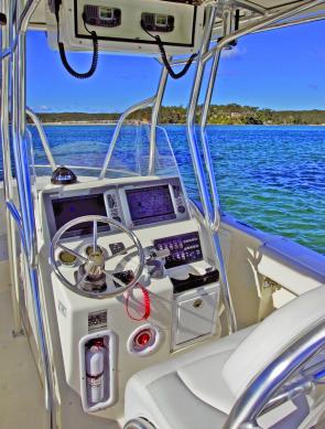 The centre console is well laid out with everything within easy reach and viewing of the skipper – a must in any boat.