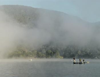 The fog’s lifting at Somerset Dam and fish are showing on the sounder. 