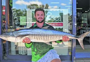 Andrew Boyd won this week's $50 Davo's Fish of the Week prize with a 9.5kg Spaniard that he trolled up in Laguna Bay.
