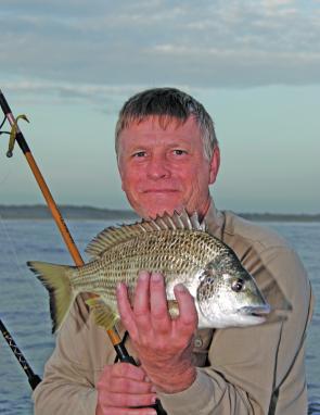 Small amounts of berley distributed regularly will attract some good bream, like this one John caught.