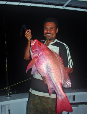 This large-mouth nannygai was caught at Big Unchartered Reef recently.