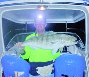 Steve Cooper with a green jobfish. Head well offshore to the outer reefs towards Faraday, Chicken and Pith reefs.