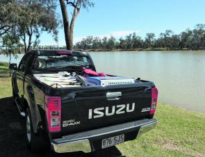 Loaded to the hilt: the D-Max on the banks of the Balonne River at St George.