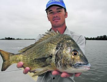 Troy Van Kanven with a quality Manning River bream. Photo courtesy of Simon Goldsmith.