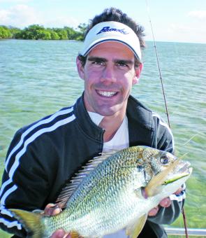 Tristan Tailor displays an awesome 1.16kg bream caught on the flats using a Megabass Dog X in Avocado GP.