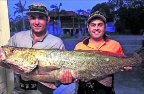 Kaleum Gannon and Steve Patti holding another solid Clarence Valley mulloway.