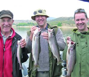 Graham, Harry and Andrew Southwell with a nice haul of rainbows which made Andrew’s visit from the US very pleasant.