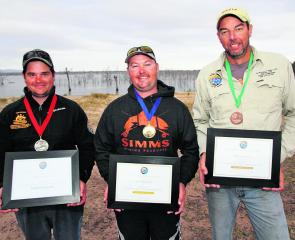 The placegetters from left to right. Luke Barby (silver) Lubin Pfeiffer (gold) Brian Hughes (bronze).
