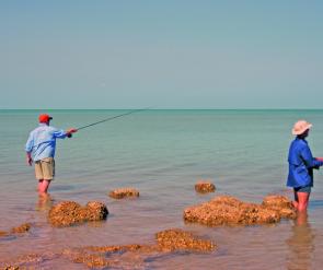 You can get out and walk the beaches if you want as there are acres of shallow reef to explore with fly, plastic or bait.