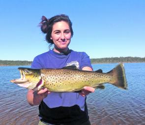 Tash Allen nailed this 1.7kg brown at Rocklands on a Rapala minnow.