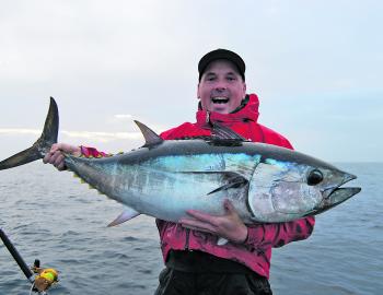 Marc Ainsworth with a fine example of some of the quality school bluefin that can be taken when the weather allows. 
