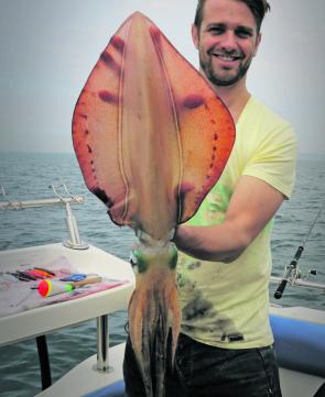 The author with a lovely big Lonsdale Bight squid.