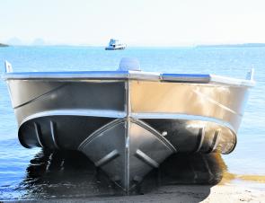 The business end of the Pro-X hull. The steep entry effectively adds waterline length and softens the ride.