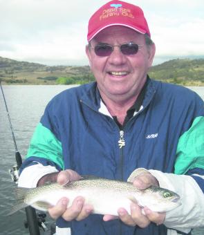 Jamie Stewart reaps the rewards of a cool Lake Jindabyne with this rainbow.