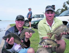 Champions Dale Pattison and Dwayne Nielsen from Team You Never Know display some of the quality bream that landed to help them secure victory.