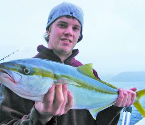 Mitch battled the weather and was rewarded with a lovely kingfish that took a downrigged small cuttlefish.