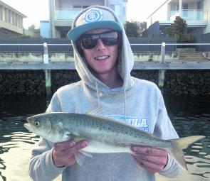 Trent with a nice Australian salmon taken out in front of Martha Cove, off Safety Beach.