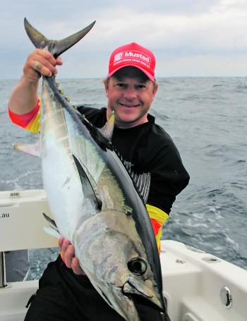 A healthy southern bluefin tuna caught using a Mustad southern tuna hook.