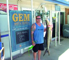 Dave Hubner caught this 25kg cobia from his tinnie off Dragon Reef with a live slimey for bait.