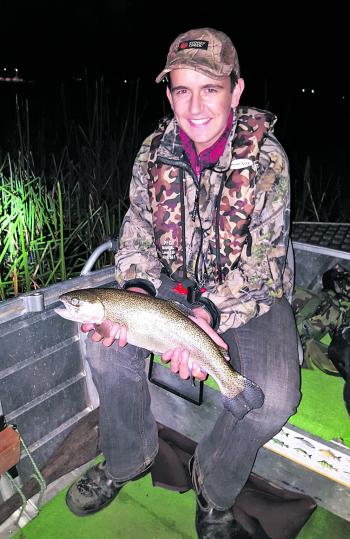Anthony Atkinson caught this gorgeous Lake Wendouree rainbow trout flyfishing after dark on a rabbit fur fly.