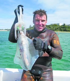 Rob Torelli and a Nepean Bay squid.
