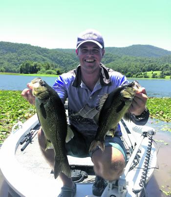 Matt Johnson with his second-place-winning bass at Clarrie Hall.