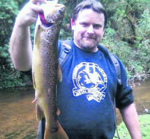 Darren Baumgarten caught this big brown trout weighing 1.5kg before the season closed in a local Gippsland stream using a Celta.