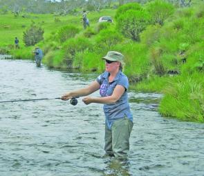 It can be busy on the Thredbo River at the opening and you want to make certain you stay on the bank because it's cold and dangerous in the water.