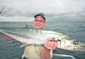 Mackerel like this one caught at Fidos Reef off the Tweed are a good size, go really hard and taste great if looked after.