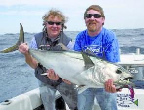 The author and Lockie Wombwell with their first tuna for the year.
