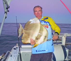 The author with the bat fish from hell – it went like a GT on turbo boost!
