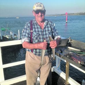 Wonthaggi angler John Bird with some of the whiting he caught on Bass yabbies. 