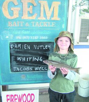 Young Damien Nutley with a genuine ‘elbow-slapper’. Whiting like this are still available to fishermen willing to put in the effort. 