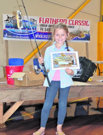 Paige Hamilton caught the second biggest flathead in the Junior section of the Classic. At 66cm it was only 1cm behind the biggest caught.