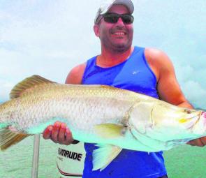 Vic Macarone with his best barra caught recently.