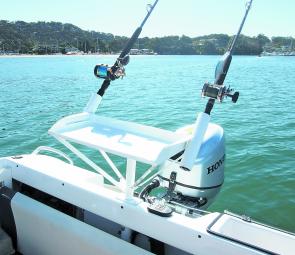 At the rear of the boat you’ll find the alloy self-draining preparation board, a 20L live well and the fuel inlet.