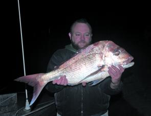 Glen Phillips with a decent snapper. Remember to turn off your sounder if you spot snapper as the pinging can put the bigger specimens off the bite. 