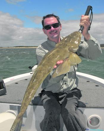 Peter Washington with a decent flathead, which will be on the top of many anglers’ target list this month. 