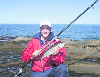 The author in his younger years thrived on spinning from the stones around the Island. Today, spinning for salmon is a popular affair at Kitty Miller Bay and Berry’s Beach in the winter months.