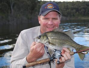 After a few trips to Windamere catching golden perch, this 35cm Lyell bass had the author ducking and weaving like an old pro.