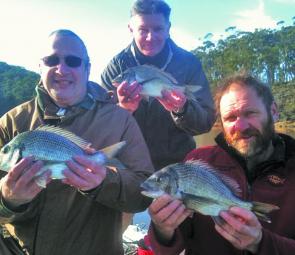 The boys enjoyed the challenge of catching Black Bream when they didn't want to bite.