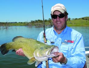 Casting spinnerbaits around solid structure for cod in Windamere Dam is done a lot more these days as stocking rates have increased. This fish is the result of those increased stocking rates. 