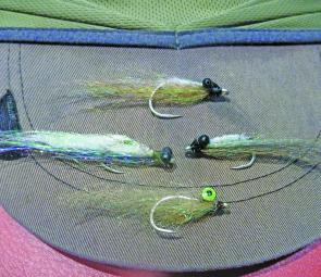 A few proven tarpon flies. Note that there are similar styles but the eyes differ. 