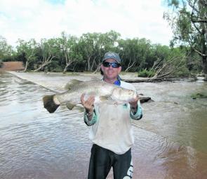 Roper Bar, a natural rock crossing separating the saltwater and freshwater sections of the Roper River produced this 82cm barra for ‘Bert’ Cuthbertson. 