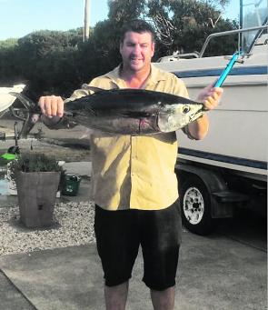 Greg ‘Bucky’ Buckland with a 12kg tuna he caught off Wilson Prom.