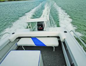 Deep side pockets add to the storage options and the aft rails boost security.