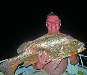 John Wedrat, from Cairns, with a brute of a fingermark he caught off a Cairns headland.