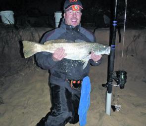 John Halford scored his first jewfish, of 6kg, on a live yellowtail on Narrabeen Beach.
