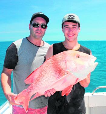Anthony Capman and his son were happy with this healthy red emperor caught on deep broken ground wide of the reef.