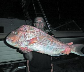 Pete Benbow with his 6.4kg behemoth of a snapper. This fish was also taken amongst a mixed bag of gummy sharks and flathead.
